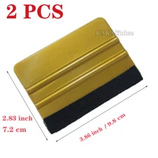 2PCS Brown Felt Edge Car Vinyl Wrap Window Install Tool Scraper Trim Squeegee AB