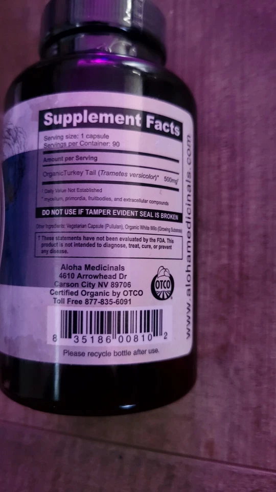 Turkey Tail  - Aloha Medicinals  90 ct Exp 1/2026 - Image 3 of 4