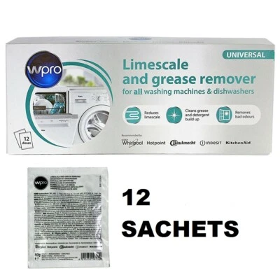 INDESIT DISHWASHER LIMESCALE DESCALER & DETERGENT REMOVER 12 X 50G SACHETS