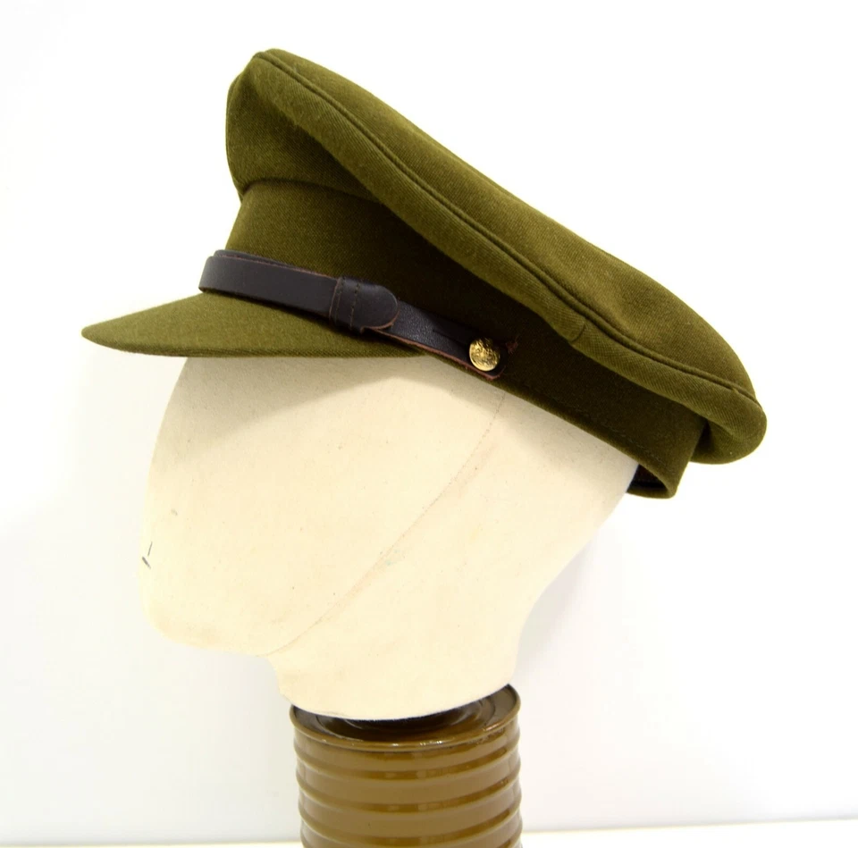 British Army 1940's Khaki Peak Cap WWII Officers No2 Dress Uniform Hat WW2 Issue - Image 2 of 4