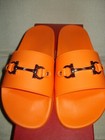 100% AUTHENTIC NEW MEN FERRAGAMO GROOVE 11 ORANGE SLIDE LEATHER SANDALS US 8 D — photo 5