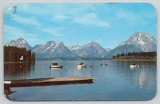 Postcard Jackson Hole Wyoming Teton Range In Jackson Lake Signal Mountain