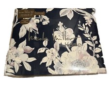 Nicole Miller dark Navy blue Andreas floral king duvet Cover set New