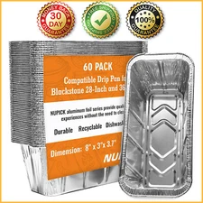 60-PACK BLACKSTONE GREASE CUP LINERS Griddle Drip Pan Disposable Aluminum Foil