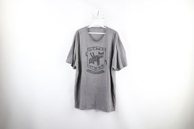 Vintage Mens XL Spell Out Wanted Dead & Alive Schrodingers Cat T-Shirt Gray