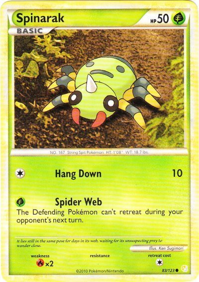 Pokemon - Spinarak - 83/123 - Common - HeartGold SoulSilver - NM