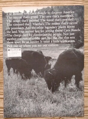 1966 Carte Blanche Card Promo American Buffalo Photo Vintage Print Ad 