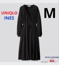 UNIQLO x Ines Rayon Wrap Dress Long Sleeve Black M Collab New