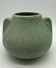 Brush McCoy Art Vellum Glaze Fawn Vase 1930’s Green Mottled Mauve Art Deco Chip