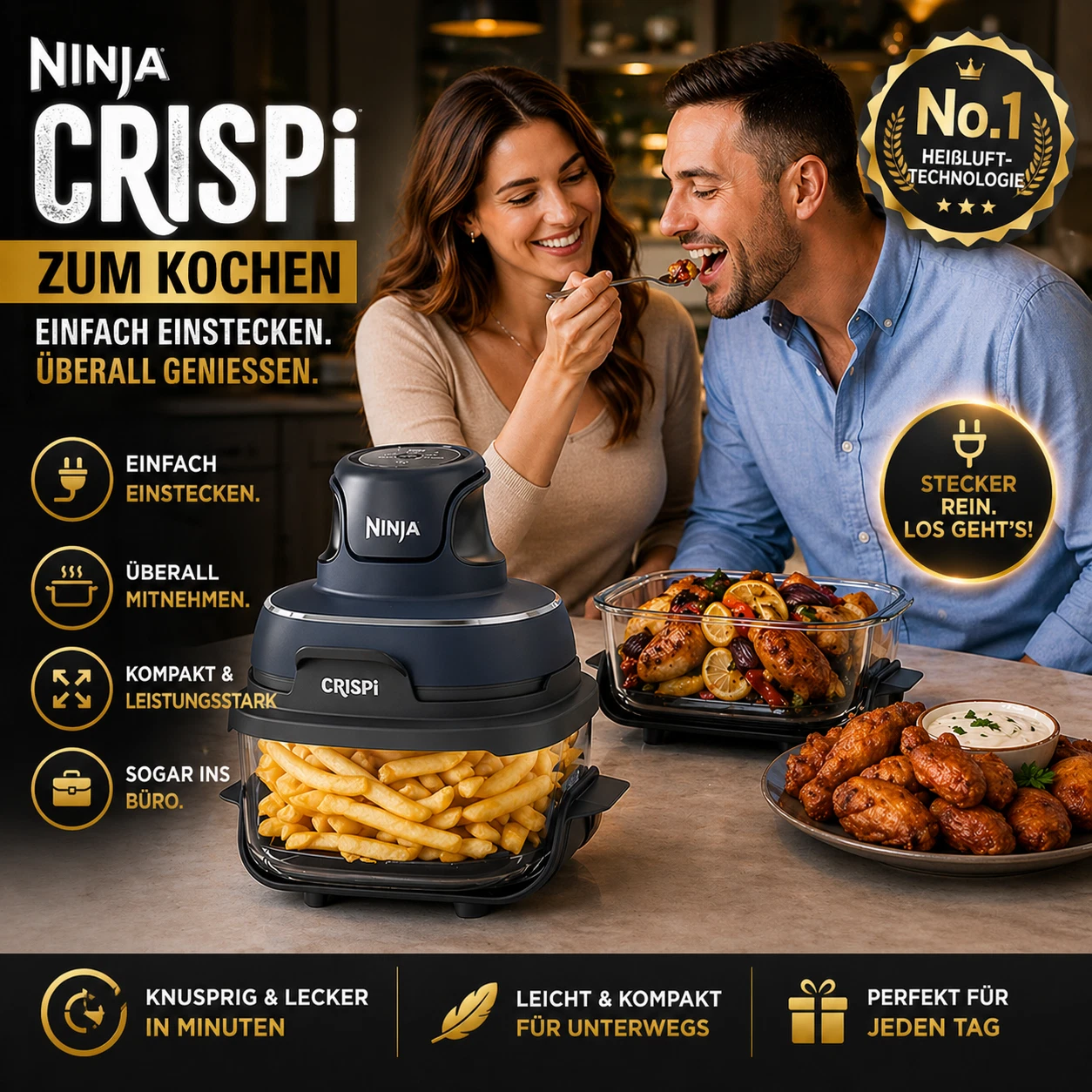 Ninja CRISPi FN101EUSG Heißluftfritteuse mit 2 Körben