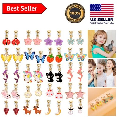 20 Pairs of Hypoallergenic Kids Clip-On Earrings - Cute Animal Themes for Girls