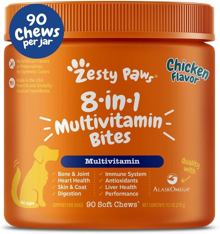 Zesty Paws 8 en 1 Multivitamínico Mordeduras Suplemento Masticable Suave para Perros - Paquete de 2 Foto 2 de 4
