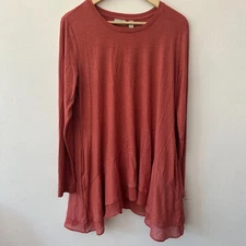 Logo Lounge Lori Goldstein Tunic Top Womens Large Burnt Orange Pockets Long Line