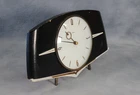 Mid Century Metamec Mantel Clock Black White Atomic 1960s Brass Quartz Battery