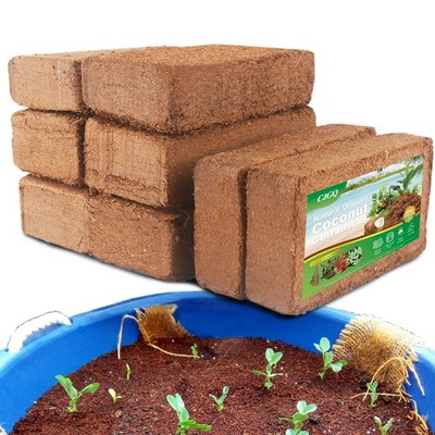 8-Pack Coco Coir Bricks - 24 Gal Coconut Soil, Low EC, Organic Plant Medium