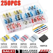 250pcs Waterproof Solder Seal Sleeve Heat Shrink Butt Wire Connectors Terminals