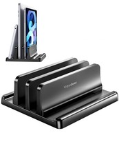 Vertical Laptop Stand for Desk,Dual Slots Plastic Laptop Holder with Space Sa...