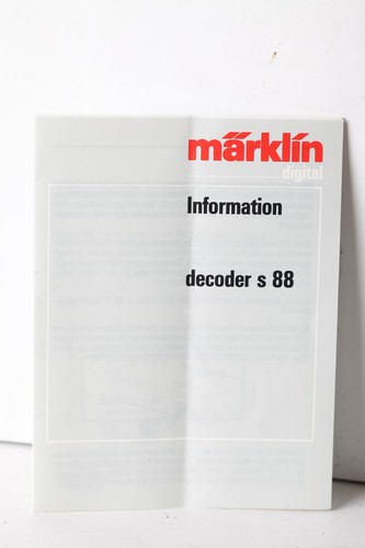 Märklin H0 Instrucciones para decodificador s 88 (355801) | Condition: Gut