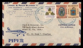 DR WHO 1963 NICARAGUA PIPER AIRCRAFT ADVERTISING LEON TO USA w33300