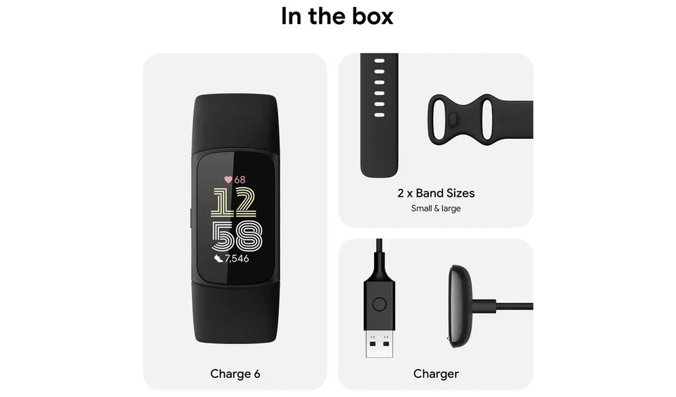Fitbit Charge 6 Fitness Tracker GPS Bluetooth Heart Rate Smartwatch Black Band - Image 4 of 4