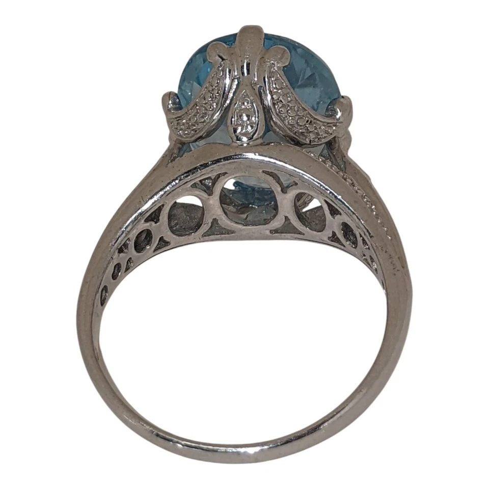 Women's Sky Blue Topaz and Diamond Accent Platinum Over Sterling Silver Ring 💍 - Image 2 of 4