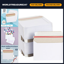 100 Count Mailing Envelopes 6.5x4.5in White Peel  Seal Thick Cardboard Photo 