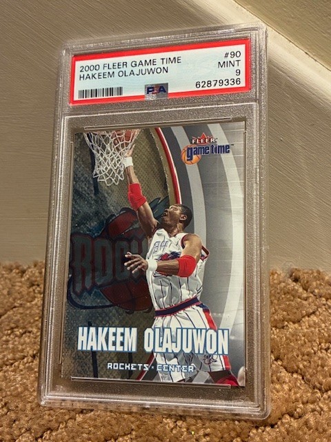 2000 fleer Game Time Hakeem Olajuwon #90 Foil Card PSA 9 POP 1 1) 10