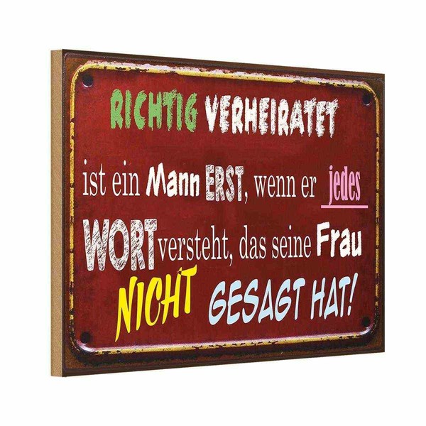 Holzschild 20X30 Cm Achtung Verheiratet Ist Mann Warnschild Hinweisschild Deko G-image