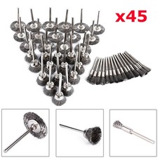 45 x Wire Cup Mix Brush Set Stainless Steel for Dremel Rotary Tool Accessories