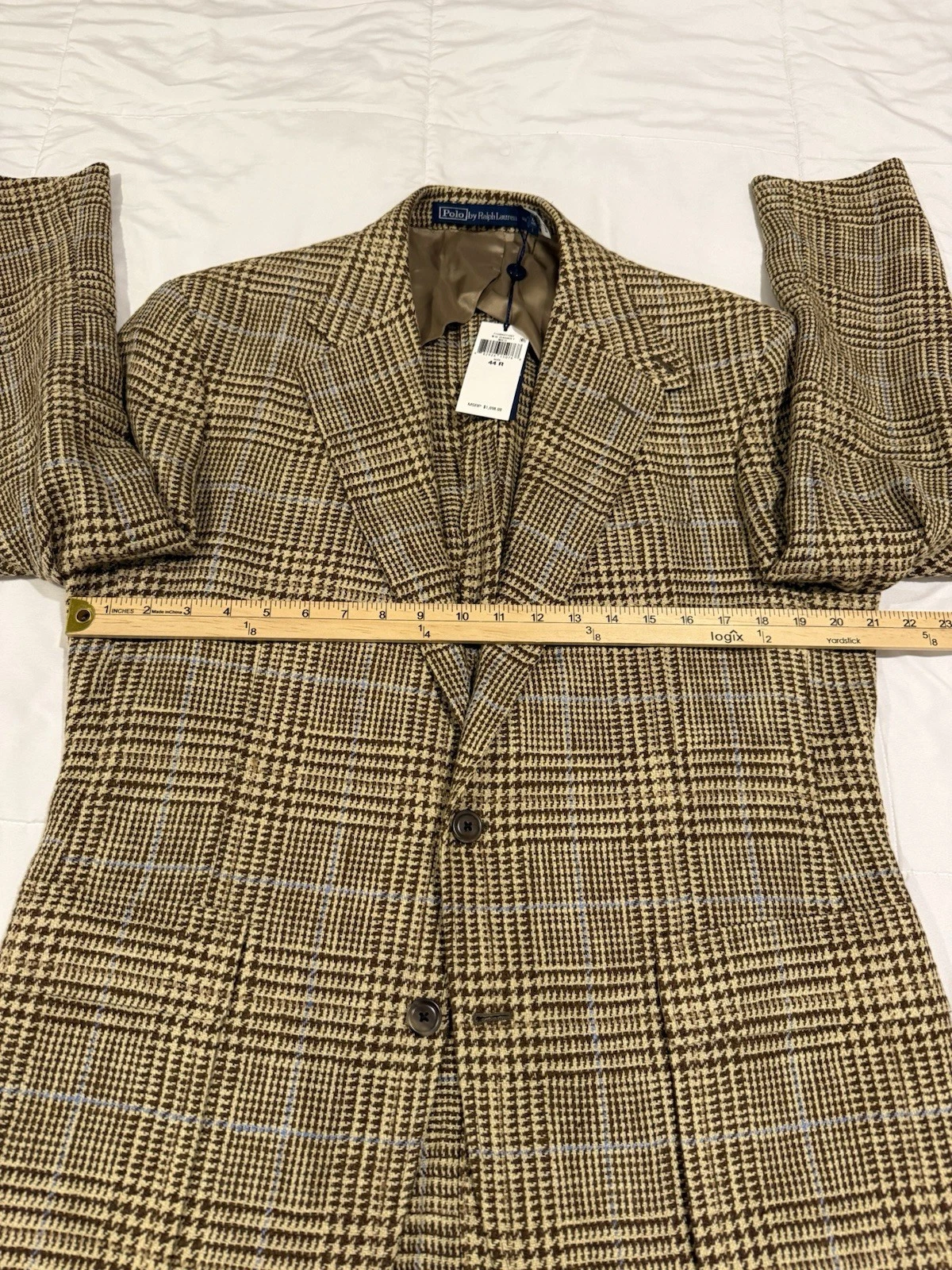 Polo Ralph Lauren RL67 Glen Plaid Jacket Summer Tweed 44R NWT - product detail image 2