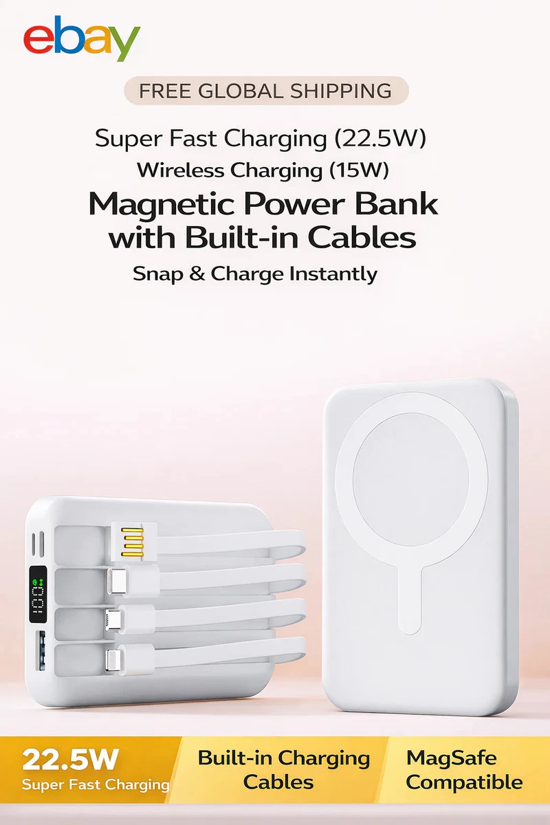 Power Bank Magnetico TigerMarked 5000mAh – Caricatore Wireless 15W, Sottile, Con Display, Per IPhone E Samsung