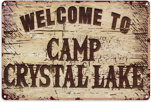 Vintage Welcome To Camp Crystal Lake Tin Metal Signs Home Décor 8x12