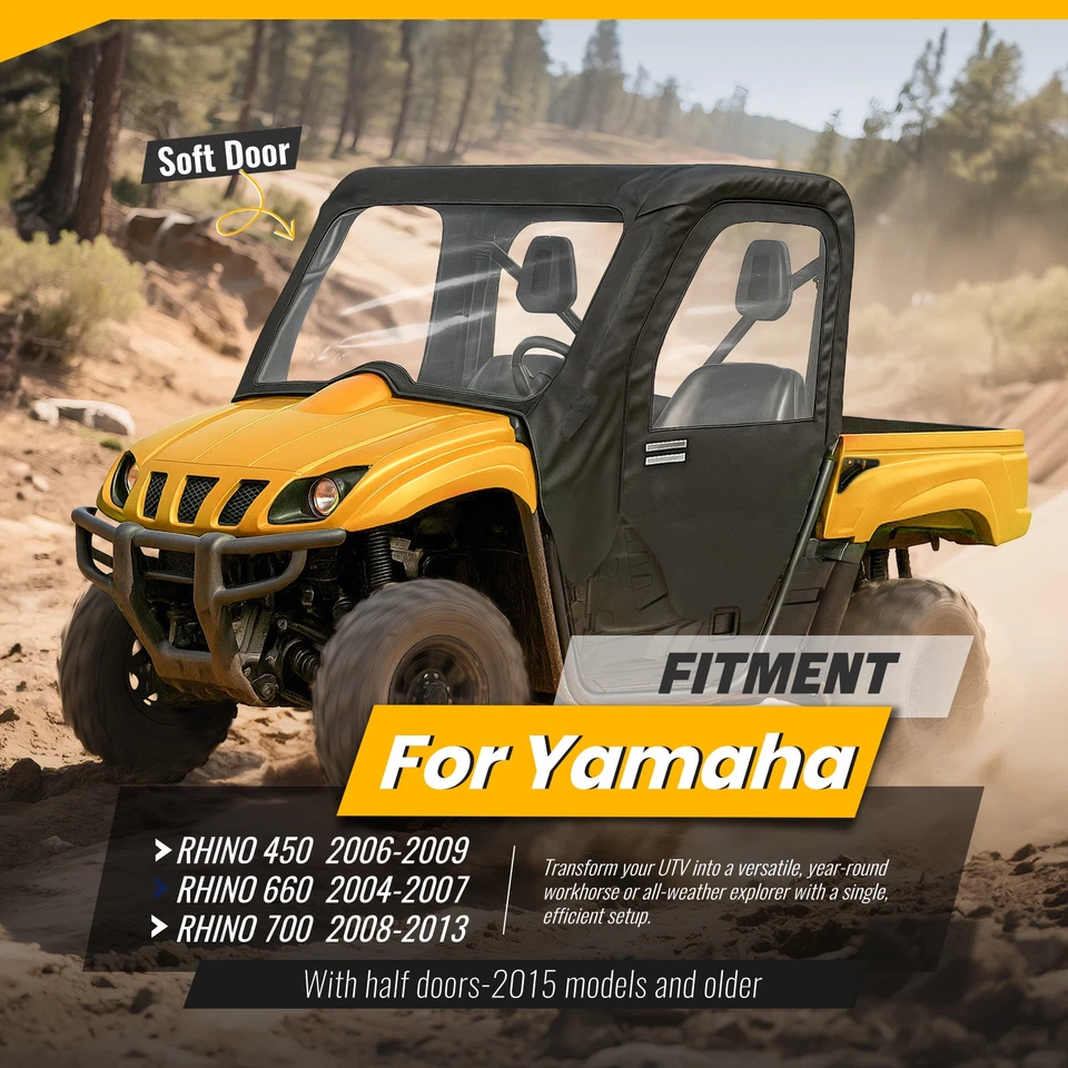 Cabin Cab Enclosure for Yamaha Rhino (with half doors) 450/660/700 2004-13 UTV - Image 4 of 4