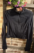 Fabletics Fitted Waist Length Full Zip Jacket- Black- Size Medium