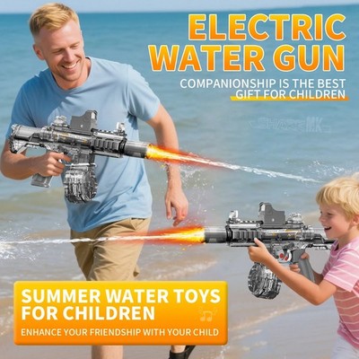Elektrische Wasserpistole Spielzeug M416 Stil LED Licht Flammeneffekt High Power Kinder Geschenk UK