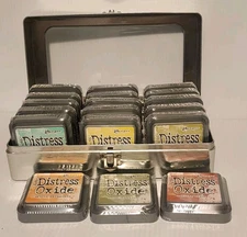 Lot Of 18 Tim Holtz DISTRESS OXIDE Ranger Ink Pads & Storage case  **READ**