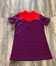 Vintage JCPenney Carol Evans 1970s girls mini dress size 7 red and blue