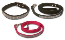 Soft Ultrasuede Dog Collar and / or Leash w Lots of Bling