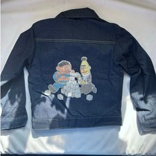 Vintage Sesame Street Ernie  Bert Kids Denim Jacket Character Back Graphic