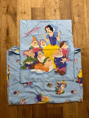 Vintage Bettwäsche Schneewittchen und die sieben Zwerge Disney Blau / Bunt  - Bild 1 von 4