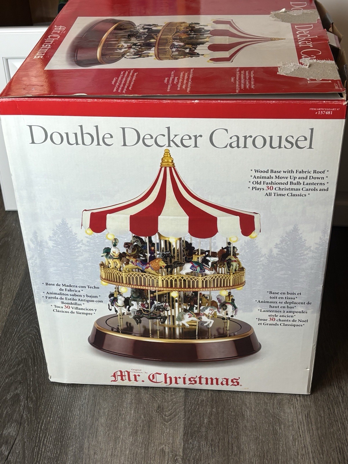 Mr. Christmas Animated Double Decker Carousel Lights Up, Spins And Plays30 Songs