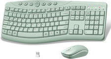 Wireless Keyboard and Mouse Combo, 2.4G Quiet Ergonomic Curved Keys