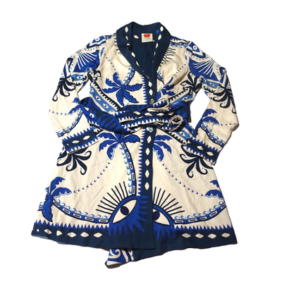chinese dress ladies Blue Pineapple Ikat Blazer  FARM Rio