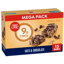 Fiber One Chewy Bars, Oats & Chocolate, Fiber Snacks, Mega Pack, 15 ct