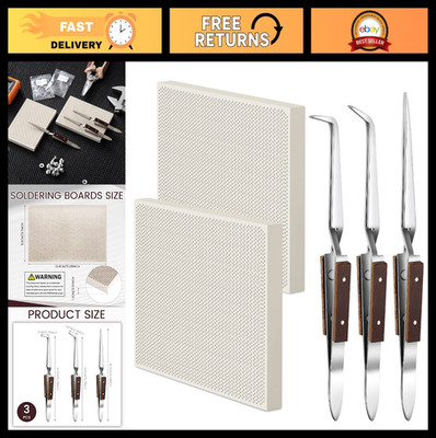 2 Pcs Honeycomb Ceramic Soldering Blocks & Tweezers for Jewelry Making Tools