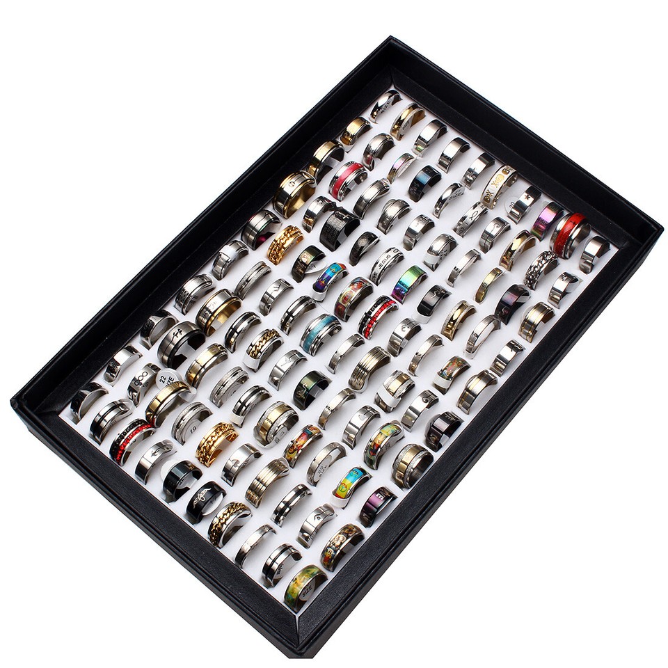 US 50pcs Stainless Steel rings Wholesale Men Women Fashion Jewelry lot