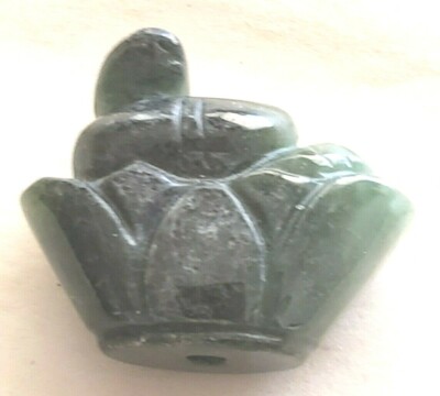 Jade Snake On Ingot Ojime Bead    Japanese  Miniature Figurine 1746