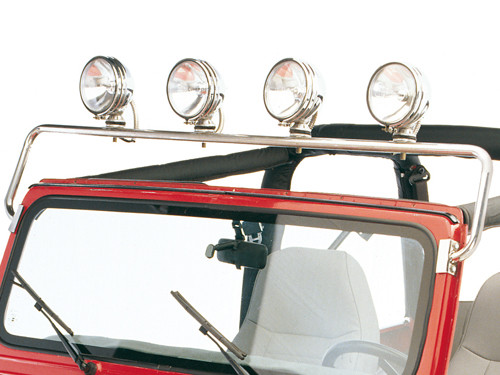 Rampe de phares inox pour Jeep Wrangler YJ : rampe robuste 4 lampes