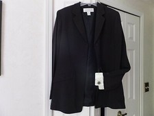 Jones New York Jacket Blazer Business Black 100 Silk Women's 10 New