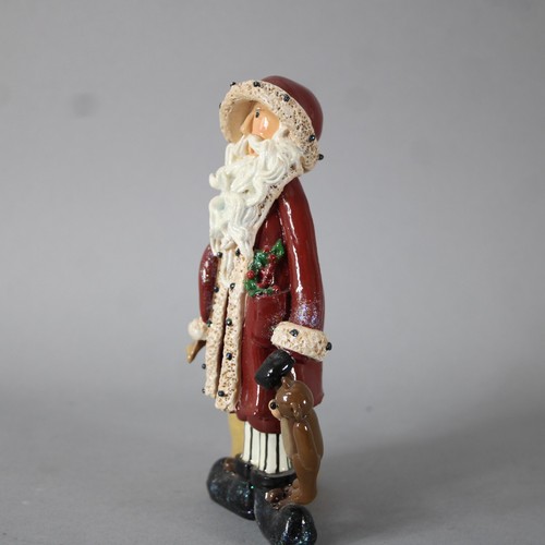 Donna kleiner 1999 Weihnachtsmann mit Teddybär und Geschenken 6,5 Zoll Keramikfigur - Bild 2 von 18